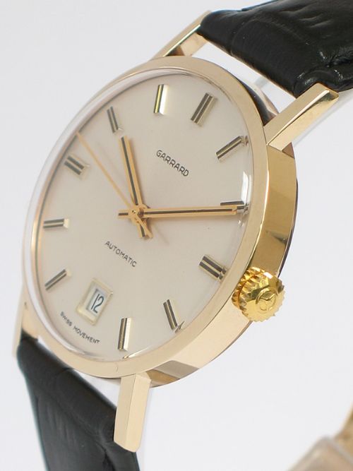 fig 3. STUNNING SOLID 9CT GOLD GARRARD AUTOMATIC MENS WATCH WITH BOX AND PAPERS