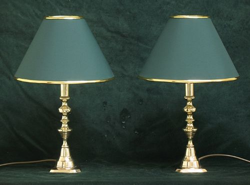 Pair of Victorian Solid Brass Desk or Table Lamps C1880