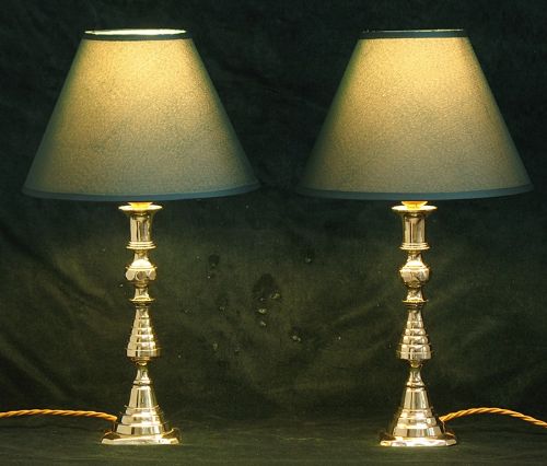 fig 2. PAIR OF VICTORIAN SOLID BRASS DESK OR TABLE LAMPS C1880
