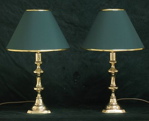Pair of Victorian Solid Brass Table or Desk Lamps C1860