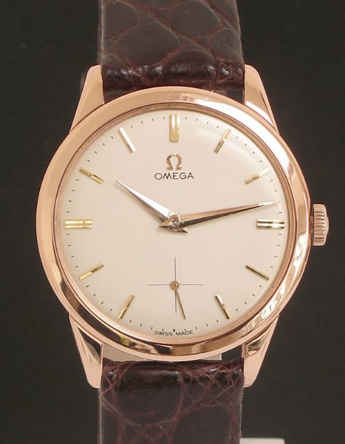 fig 7. STUNNING SOLID 18CT 18K ROSE GOLD OMEGA CALIBRE 267 MENS WATCH C1958