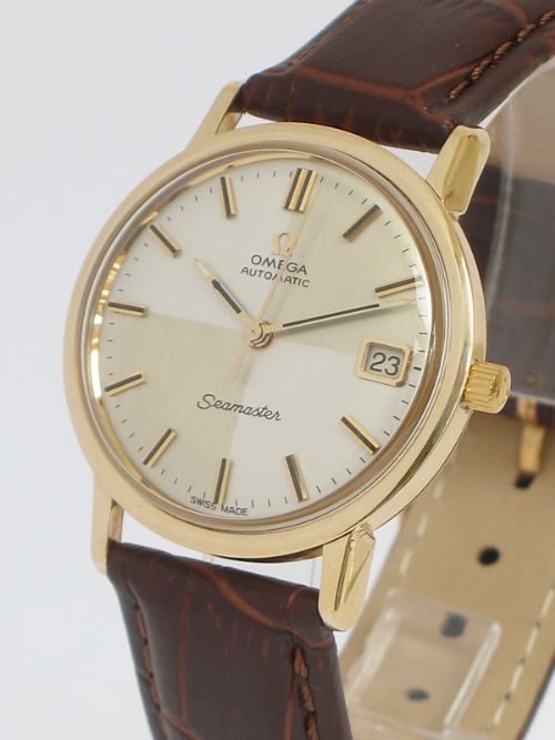 fig 2. STUNNING SOLID 9CT GOLD OMEGA SEAMASTER AUTOMATIC WITH HARLEQUIN DIAL MENS WATCH