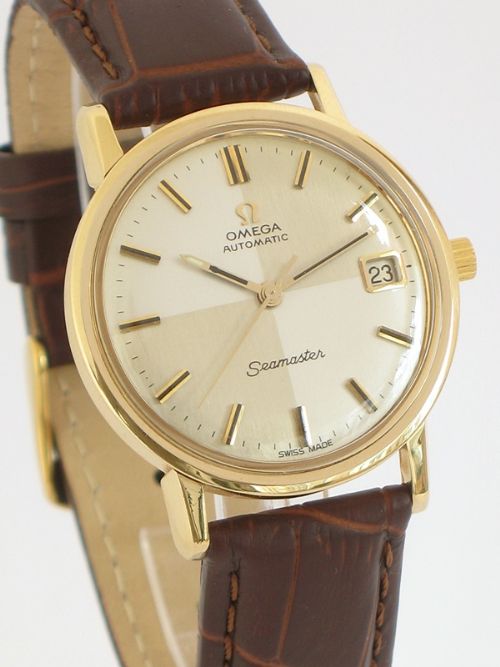 fig 3. STUNNING SOLID 9CT GOLD OMEGA SEAMASTER AUTOMATIC WITH HARLEQUIN DIAL MENS WATCH