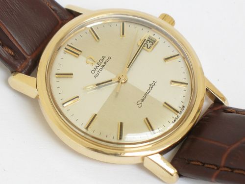 fig 6. STUNNING SOLID 9CT GOLD OMEGA SEAMASTER AUTOMATIC WITH HARLEQUIN DIAL MENS WATCH