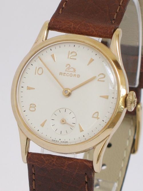 fig 1. SUPERB SOLID 9CT GOLD LONGINES RECORD MENS WATCH WITH BOX AND PAPERS C1960