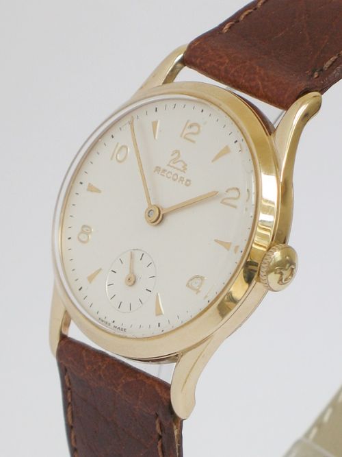 fig 2. SUPERB SOLID 9CT GOLD LONGINES RECORD MENS WATCH WITH BOX AND PAPERS C1960