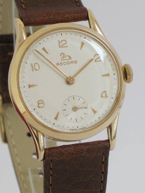 fig 3. SUPERB SOLID 9CT GOLD LONGINES RECORD MENS WATCH WITH BOX AND PAPERS C1960