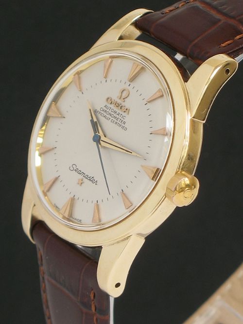 fig 2. EXTREMELY RARE 14CT OMEGA SEAMASTER AUTOMATIC OFFICIALLY CERTIFIED CHRONOMETER MENS WATCH C1949-50