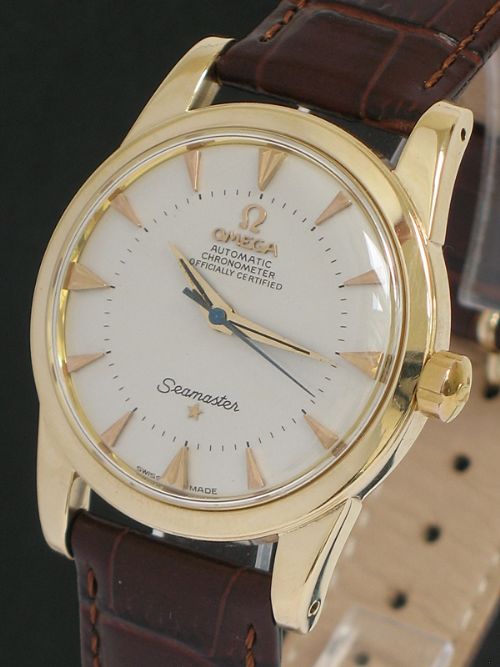 fig 4. EXTREMELY RARE 14CT OMEGA SEAMASTER AUTOMATIC OFFICIALLY CERTIFIED CHRONOMETER MENS WATCH C1949-50