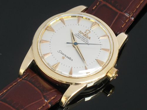 fig 7. EXTREMELY RARE 14CT OMEGA SEAMASTER AUTOMATIC OFFICIALLY CERTIFIED CHRONOMETER MENS WATCH C1949-50