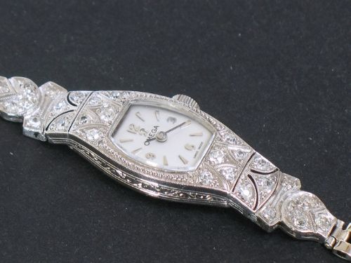 fig 3. LOVELY SOLID 18CT WHITE GOLD AND DIAMOND OMEGA ART DECO COCKTAIL WATCH C1920