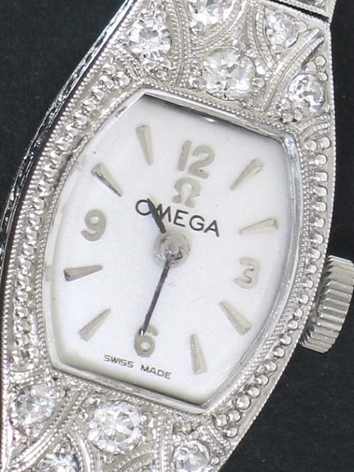 fig 7. LOVELY SOLID 18CT WHITE GOLD AND DIAMOND OMEGA ART DECO COCKTAIL WATCH C1920