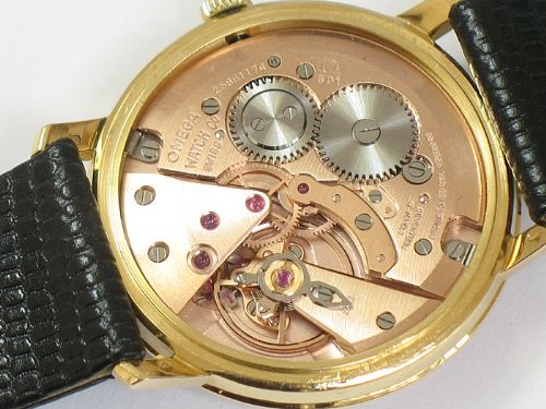 fig 7. SUPERB ORIGINAL SOLID 18CT GOLD OMEGA GENEVE MENS WATCH WITH BOX