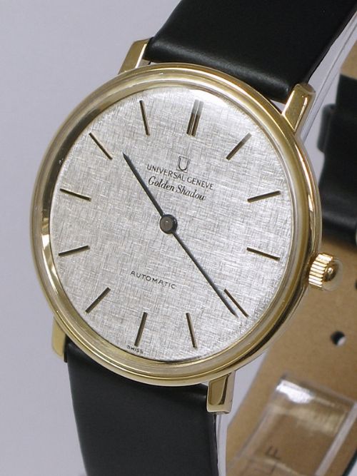 fig 1. INCREDIBLY RARE SOLID 18CT UNIVERSAL GENEVE GOLDEN SHADOW AUTOMATIC MICROROTOR POLEROUTER MENS WATCH