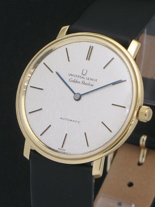 fig 6. INCREDIBLY RARE SOLID 18CT UNIVERSAL GENEVE GOLDEN SHADOW AUTOMATIC MICROROTOR POLEROUTER MENS WATCH