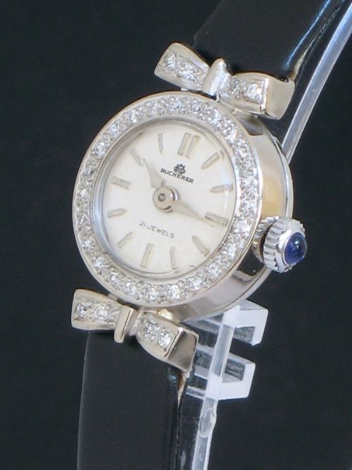 fig 2. VERY PRETTY SOLID 18CT WHITE GOLD AND DIAMOND LADIES COCKTAIL WATCH BY BUCHERER