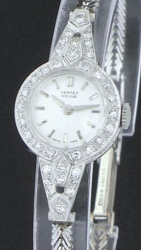 fig 2. STUNNING PLATINUM AND DIAMOND VERTEX REVUE ART DECO LADIES COCKTAIL WATCH C1950