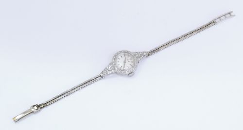 fig 5. STUNNING PLATINUM AND DIAMOND VERTEX REVUE ART DECO LADIES COCKTAIL WATCH C1950
