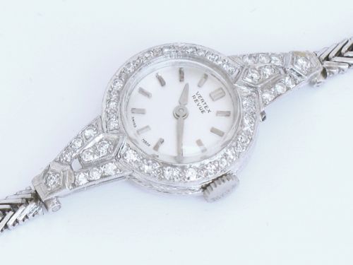 fig 6. STUNNING PLATINUM AND DIAMOND VERTEX REVUE ART DECO LADIES COCKTAIL WATCH C1950