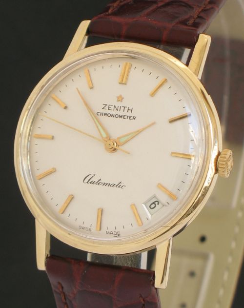 fig 1. STUNNING SOLID 9CT GOLD ZENITH CHRONOMETER AUTOMATIC 30 JEWEL MENS WATCH