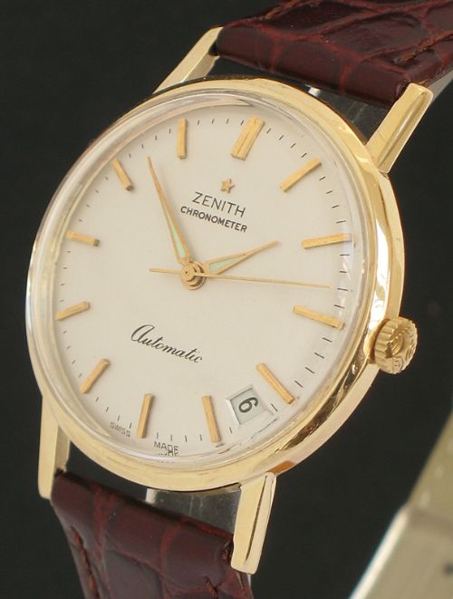 fig 2. STUNNING SOLID 9CT GOLD ZENITH CHRONOMETER AUTOMATIC 30 JEWEL MENS WATCH