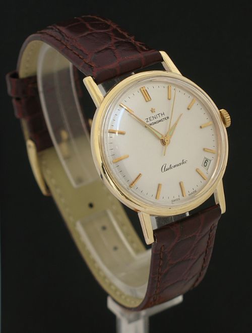 fig 3. STUNNING SOLID 9CT GOLD ZENITH CHRONOMETER AUTOMATIC 30 JEWEL MENS WATCH