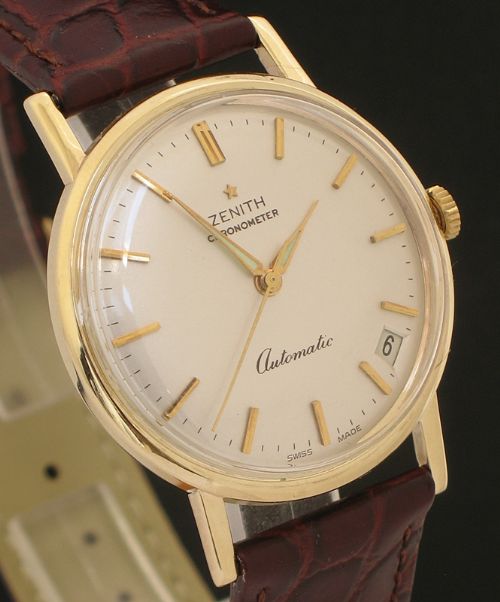 fig 4. STUNNING SOLID 9CT GOLD ZENITH CHRONOMETER AUTOMATIC 30 JEWEL MENS WATCH