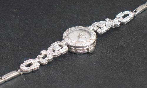 fig 5. DIVINE LONGINES PLATINUM AND DIAMOND ART DECO LADIES COCKTAIL WATCH C1940