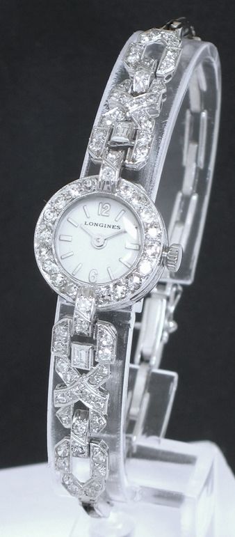 Divine Longines Platinum and Diamond Art Deco Ladies Cocktail Watch C1940
