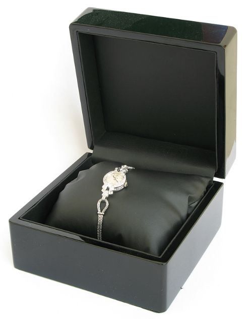 fig 7. VERY PRETTY OMEGA PLATINUM AND DIAMOND LADIES COCKTAIL WATCH C1950