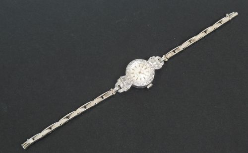 fig 8. BEAUTIFUL OMEGA GENEVE PLATINUM AND DIAMOND ART DECO LADIES COCKTAIL WATCH
