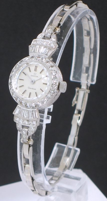 fig 1. BEAUTIFUL OMEGA GENEVE PLATINUM AND DIAMOND ART DECO LADIES COCKTAIL WATCH