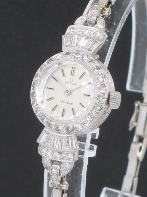 fig 2. BEAUTIFUL OMEGA GENEVE PLATINUM AND DIAMOND ART DECO LADIES COCKTAIL WATCH