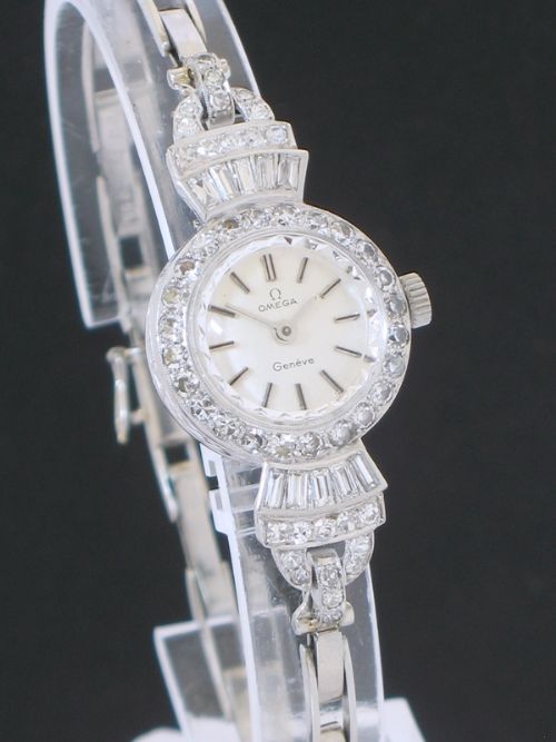 fig 3. BEAUTIFUL OMEGA GENEVE PLATINUM AND DIAMOND ART DECO LADIES COCKTAIL WATCH