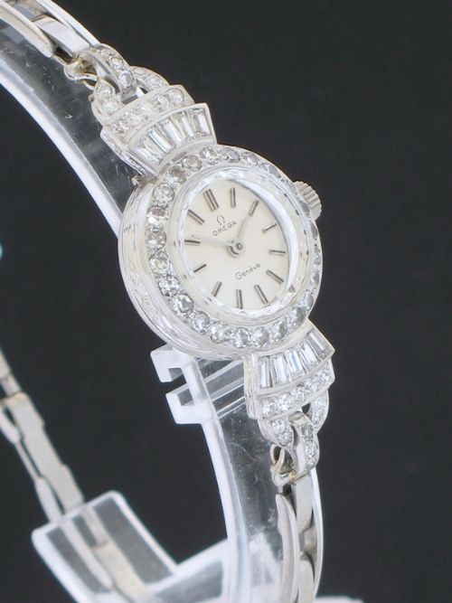 fig 4. BEAUTIFUL OMEGA GENEVE PLATINUM AND DIAMOND ART DECO LADIES COCKTAIL WATCH