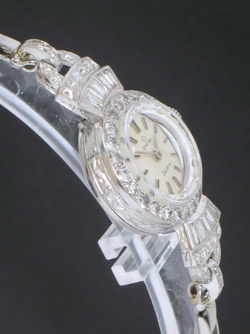 fig 5. BEAUTIFUL OMEGA GENEVE PLATINUM AND DIAMOND ART DECO LADIES COCKTAIL WATCH