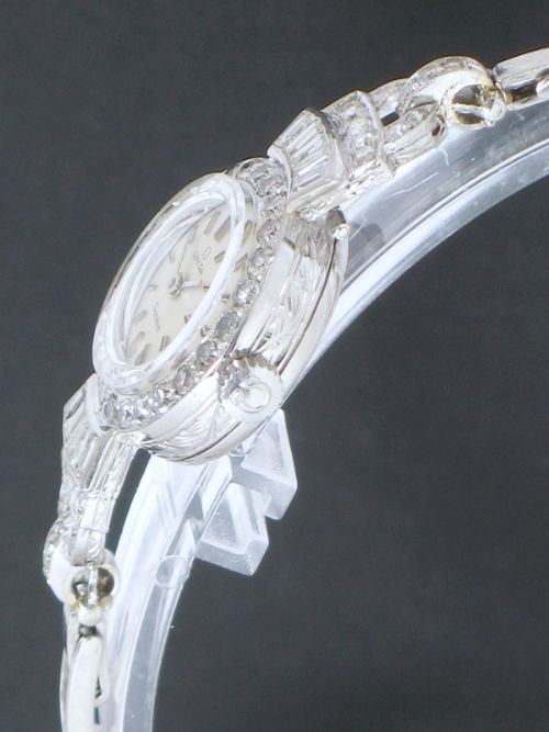fig 6. BEAUTIFUL OMEGA GENEVE PLATINUM AND DIAMOND ART DECO LADIES COCKTAIL WATCH