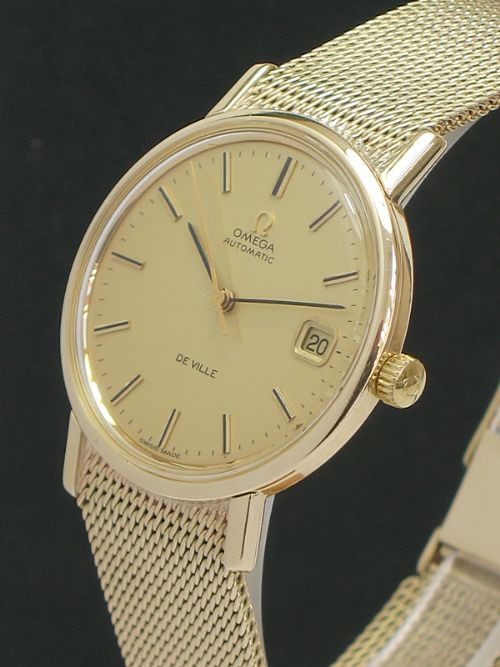 fig 2. STUNNING SOLID 9CT GOLD OMEGA DE VILLE AUTOMATIC WITH DATE MENS WATCH WITH ORIGINAL BOX