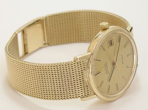 fig 4. STUNNING SOLID 9CT GOLD OMEGA DE VILLE AUTOMATIC WITH DATE MENS WATCH WITH ORIGINAL BOX