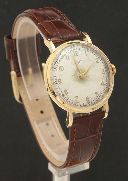 fig 1. EXTREMELY RARE SOLID 9CT GOLD ULYSSE NARDIN CHRONOMETER MENS WATCH C1955