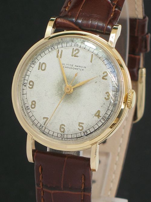 fig 2. EXTREMELY RARE SOLID 9CT GOLD ULYSSE NARDIN CHRONOMETER MENS WATCH C1955