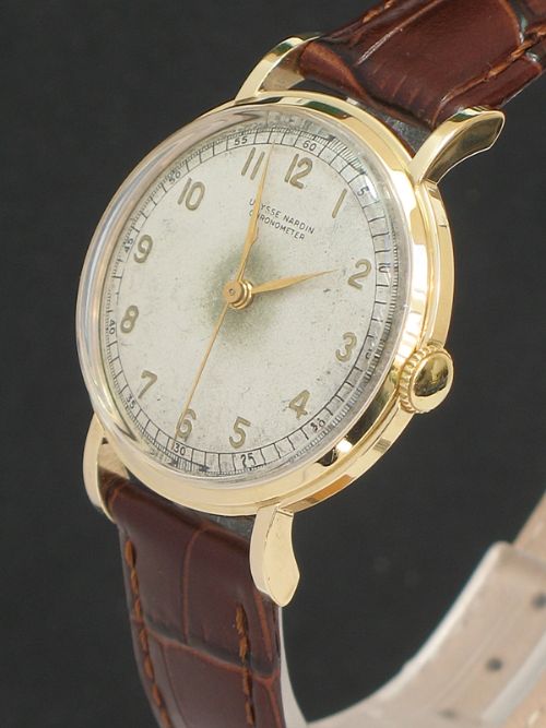 fig 3. EXTREMELY RARE SOLID 9CT GOLD ULYSSE NARDIN CHRONOMETER MENS WATCH C1955