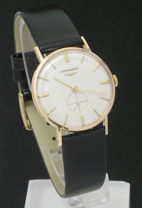 fig 1. ORIGINAL LONGINES SOLID 9CT GOLD MENS DRESS WATCH