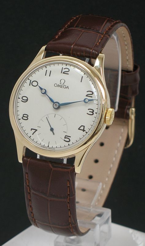 fig 1. OUTSTANDING SOLID 9CT GOLD OMEGA 30T2 MENS WATCH C1948