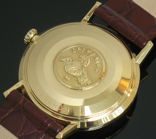 fig 4. OUTSTANDING RARE MINT ORIGINAL CONDITION 18ct GOLD OMEGA SEAMASTER DE VILLE AUTOMATIC MENS WATCH WITH INNER AND OUTER BOXES