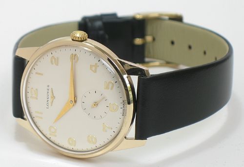 fig 4. SUPERB SOLID 9CT GOLD LONGINES SLIMLINE DRESS WATCH