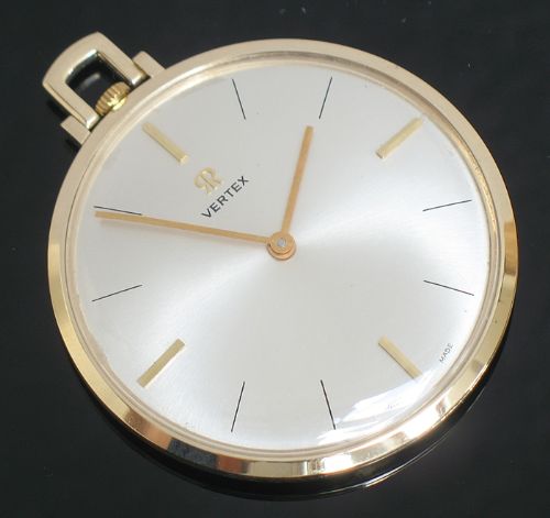 Stunning Solid 9ct Gold Vertex Revue Art Deco Mens Pocket Watch