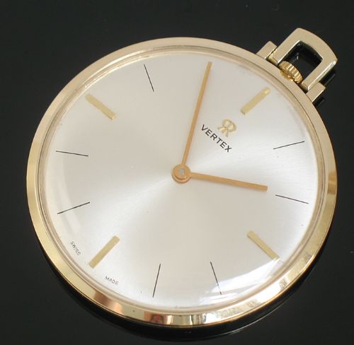 fig 1. STUNNING SOLID 9CT GOLD VERTEX REVUE ART DECO MENS POCKET WATCH