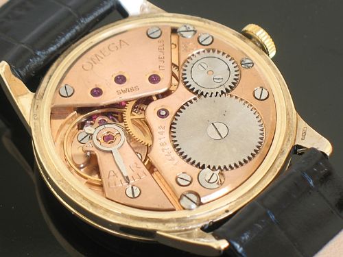 fig 6. INCREDIBLE SOLID 9CT GOLD OMEGA GENEVE TWO TONE DIAL MENS WATCH WITH BOX C1955