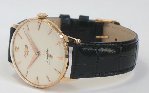 fig 2. COMPLETELY ORIGINAL 18CT 18K SOLID ROSE GOLD LONGINES FLAGSHIP 30L OVERSIZE MENS WATCH WITH ORIGINAL BOX
